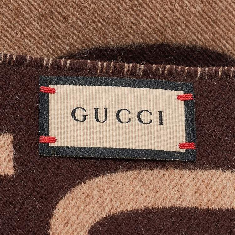 Pre Owned Gucci Beige/Brown GG Jacquard Wool Freedom Scarf