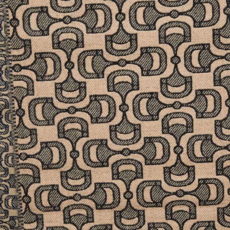 Pre Owned Gucci Brown Dubly Horsebit Pattern Scarf