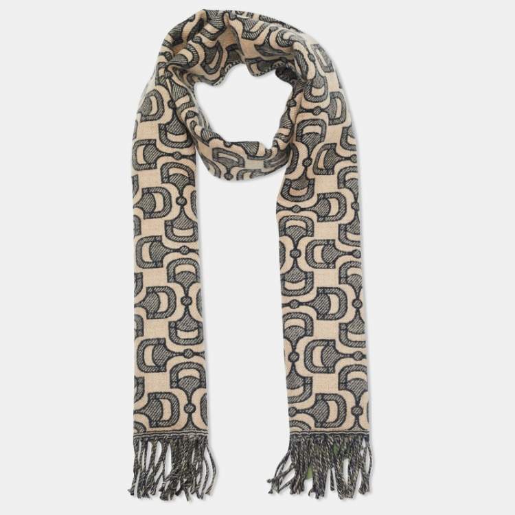 Pre Owned Gucci Brown Dubly Horsebit Pattern Scarf