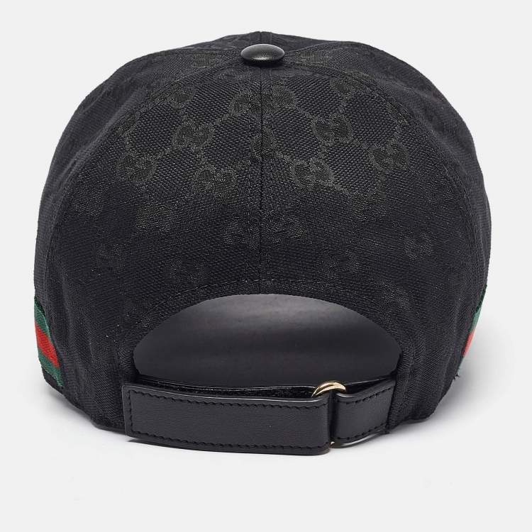 Pre Owned Gucci Black Original GG Canvas Web Baseball Cap 