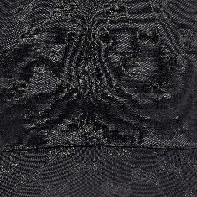 Pre Owned Gucci Black Original GG Canvas Web Baseball Cap 