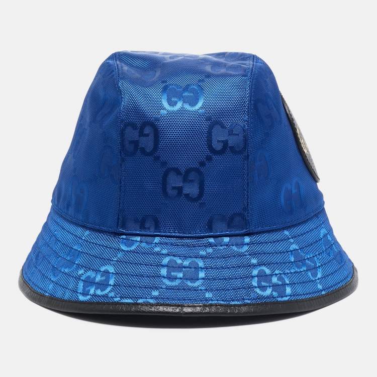 Pre Owned Gucci Blue Canvas Off The Grid GG Supreme Bucket Hat S
