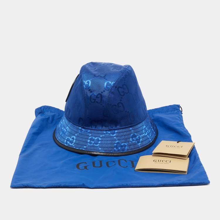 Pre Owned Gucci Blue Canvas Off The Grid GG Supreme Bucket Hat S