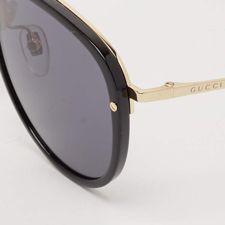 مملوكة مسبقًا Gucci Black/Gold GG0662S Aviator Sunglasses