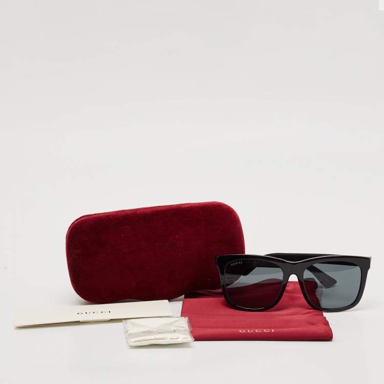 Pre Owned Gucci Black GG0057SKN Square Sunglasses