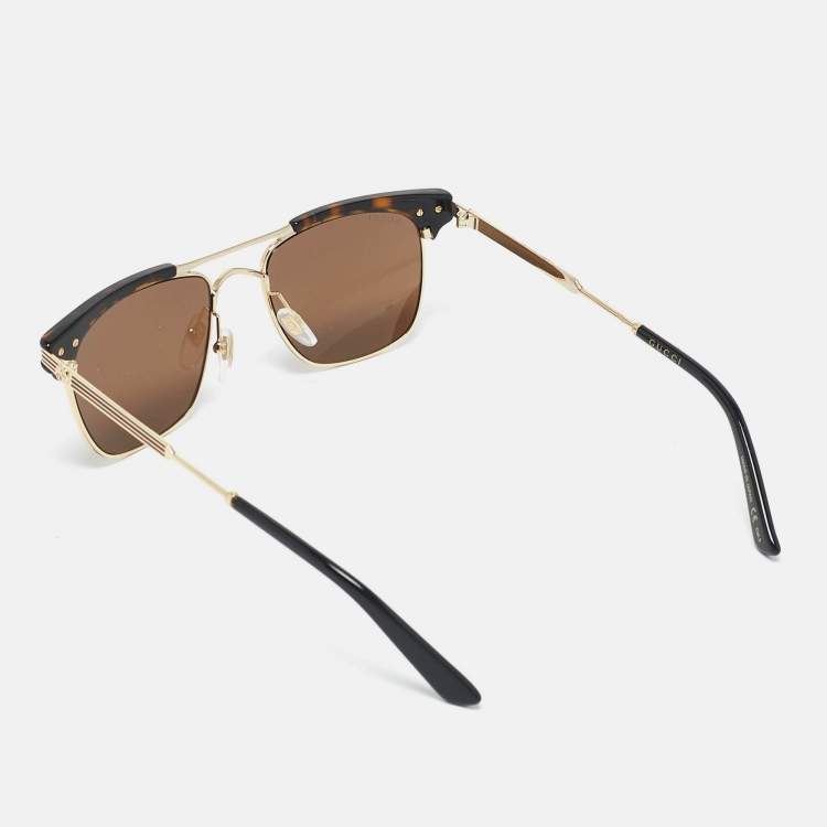 Pre Owned Gucci Tortoise Brown GG0287S Aviator Sunglasses