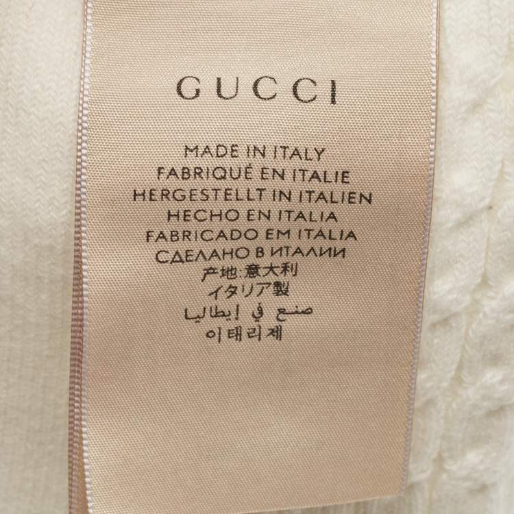 Pre Owned Gucci White Cotton Treccina Latte Socks M (24-26 cm)