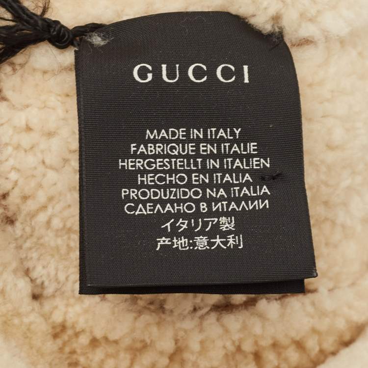 Pre Owned Gucci Brown Shearling Trapper Hat 
