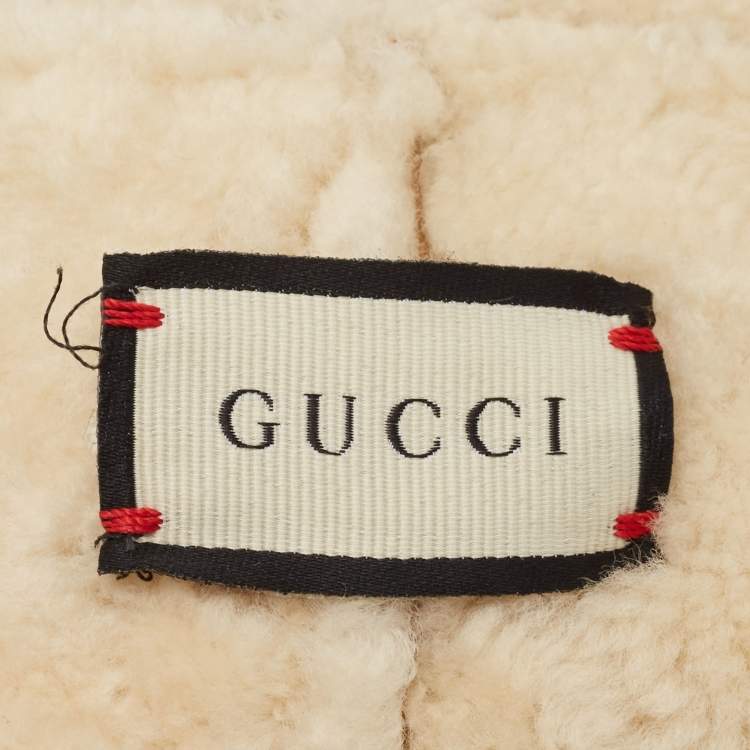 Pre Owned Gucci Brown Shearling Trapper Hat 