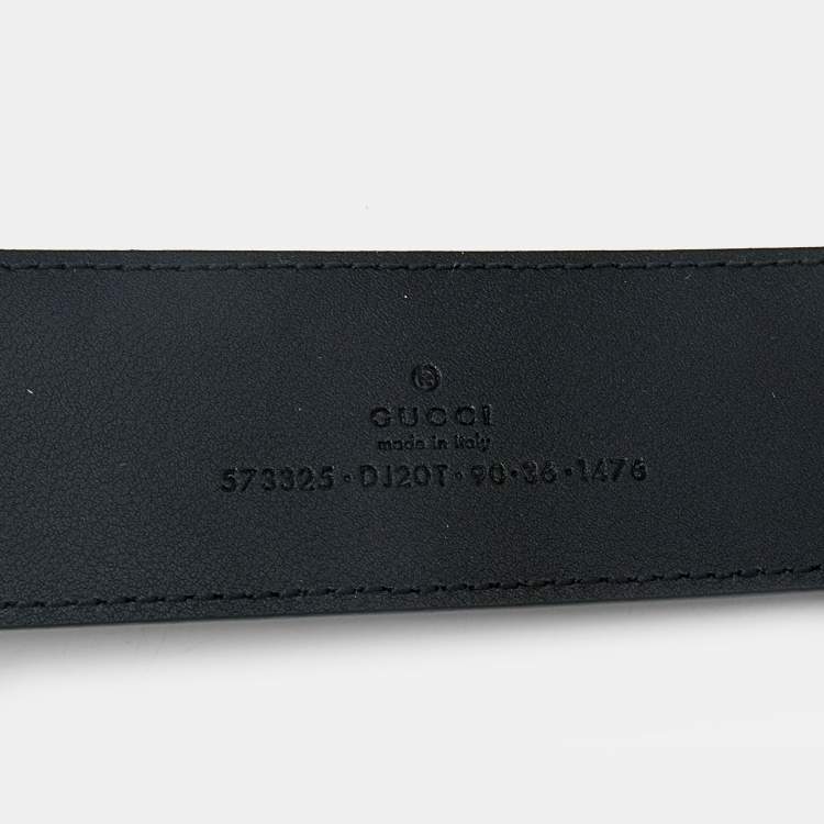 Pre Owned Gucci Black Leather D Ring Buckle Belt 90CM