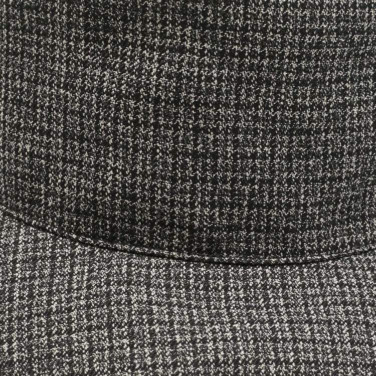 Pre Owned Gucci Black/Grey Wool Logo Patch Bucket Hat XL