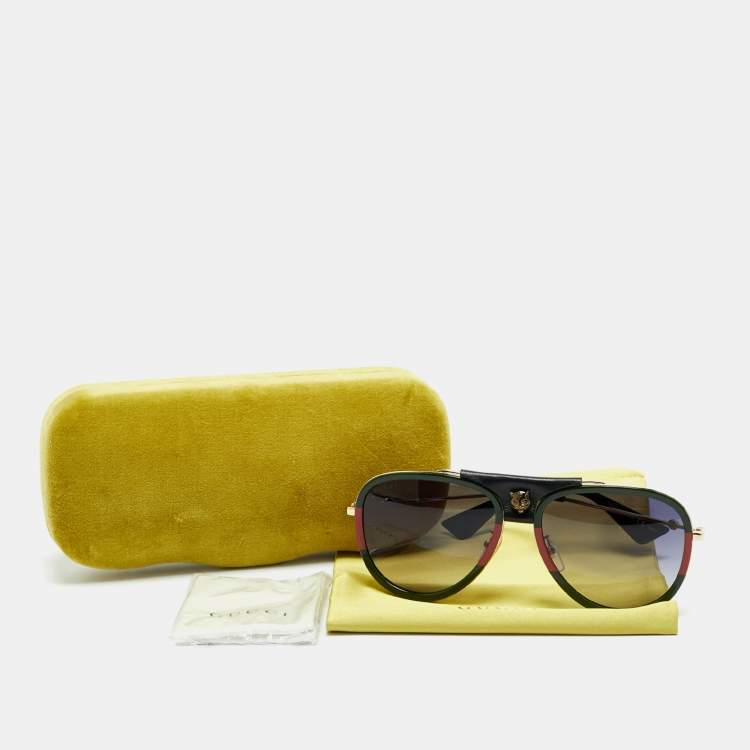 Pre Owned Gucci Black Gradient GG0062S Web Aviator Sunglasses