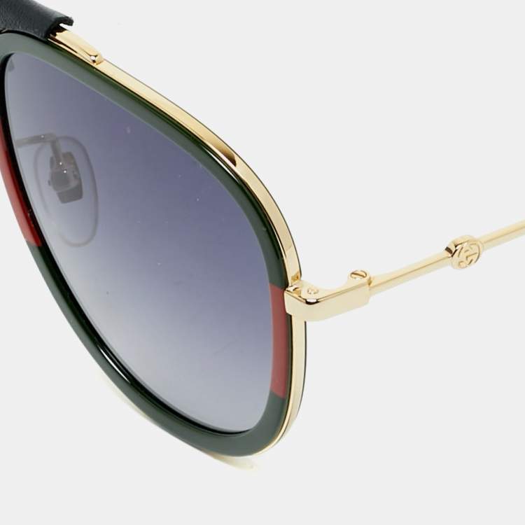 Pre Owned Gucci Black Gradient GG0062S Web Aviator Sunglasses