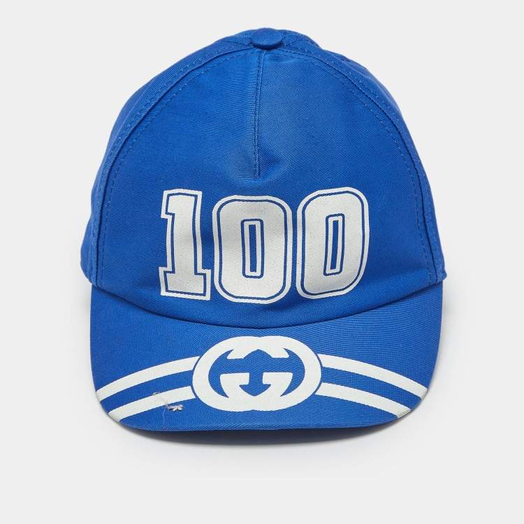 Pre Owned Gucci Blue Cotton College Baseball Cap XXS