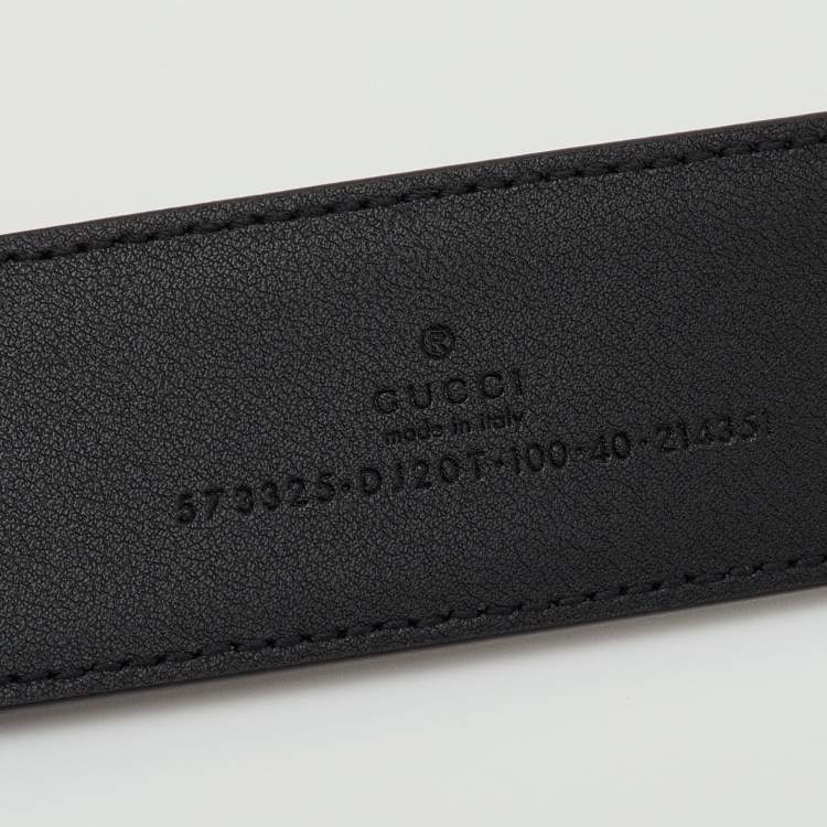 Pre Owned Gucci Black Leather Buckle Belt 100CM