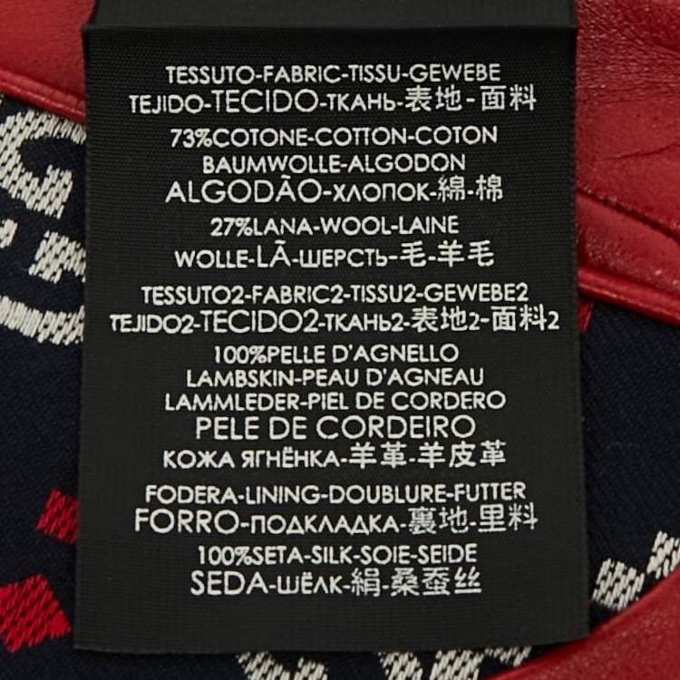 Pre Owned Gucci Gloves L Navy Blue/Red Diamond GG Canvas and Leather 10.5 / L