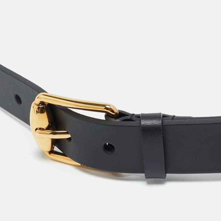Pre Owned Gucci 85 CM Buckle Belt Black Leather