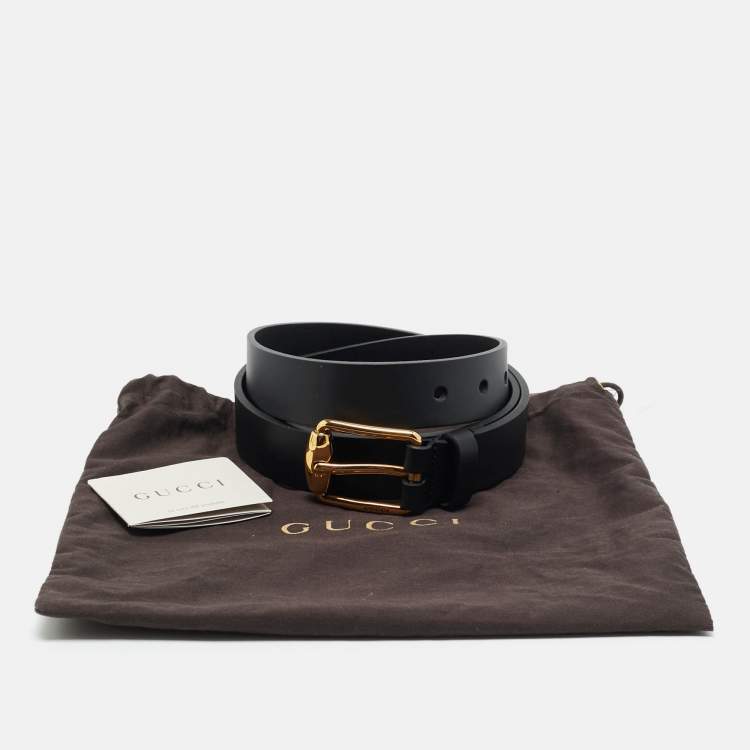 Pre Owned Gucci 85 CM Buckle Belt Black Leather