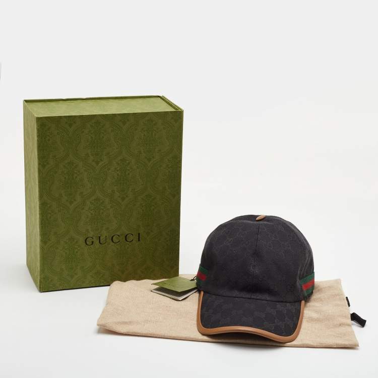 Pre Owned Gucci Black GG Canvas Web Baseball Cap XL