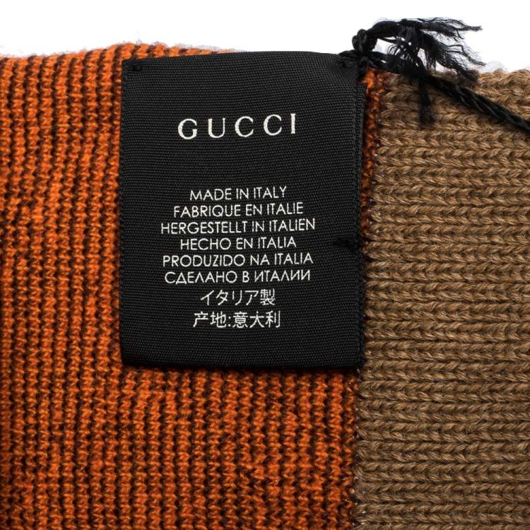 Pre Owned Gucci Rust Supreme GG Monogram Alpaca Wool Scarf 
