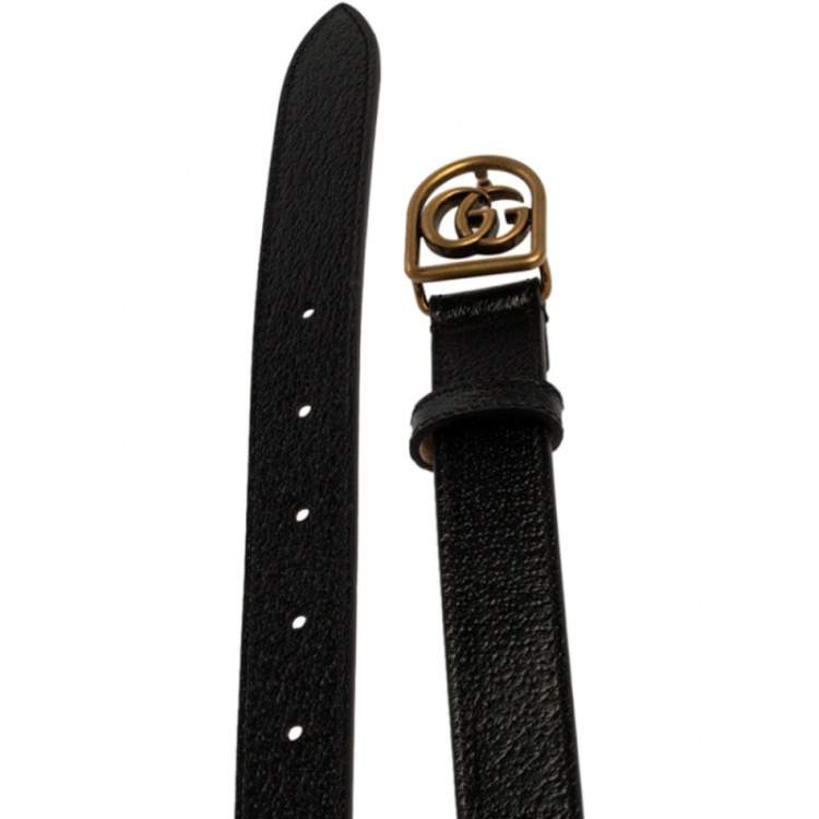 مملوكة مسبقًا Gucci Black Leather Framed Double G Belt 100CM