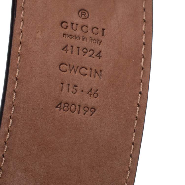 Pre Owned Gucci Black Guccissima Leather Interlocking G Buckle Belt 115CM