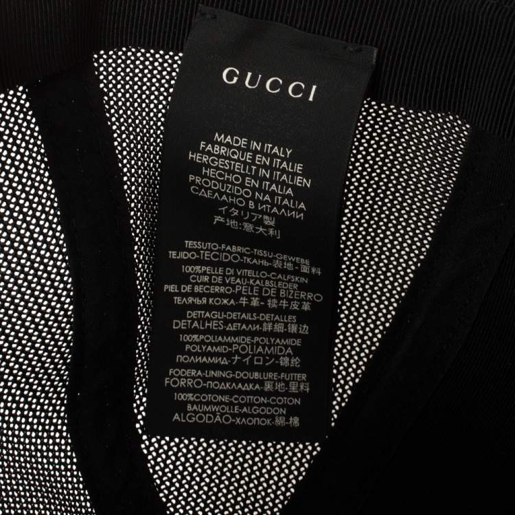 Pre Owned Gucci Black Leather and Nylon Logo Baseball Cap L