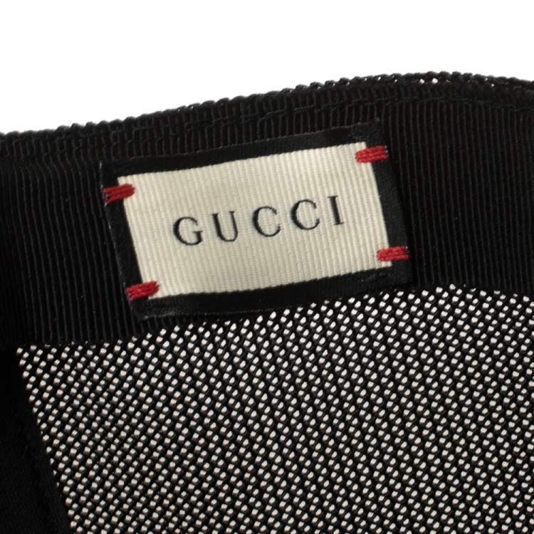 Pre Owned Gucci Black Leather and Nylon Logo Baseball Cap L