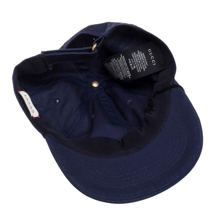 Pre Owned Gucci Navy Blue Butterfly Embroidered Baseball Cap S