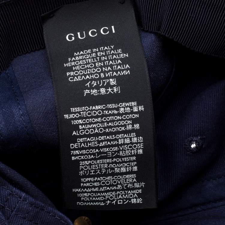 Pre Owned Gucci Navy Blue Butterfly Embroidered Baseball Cap S
