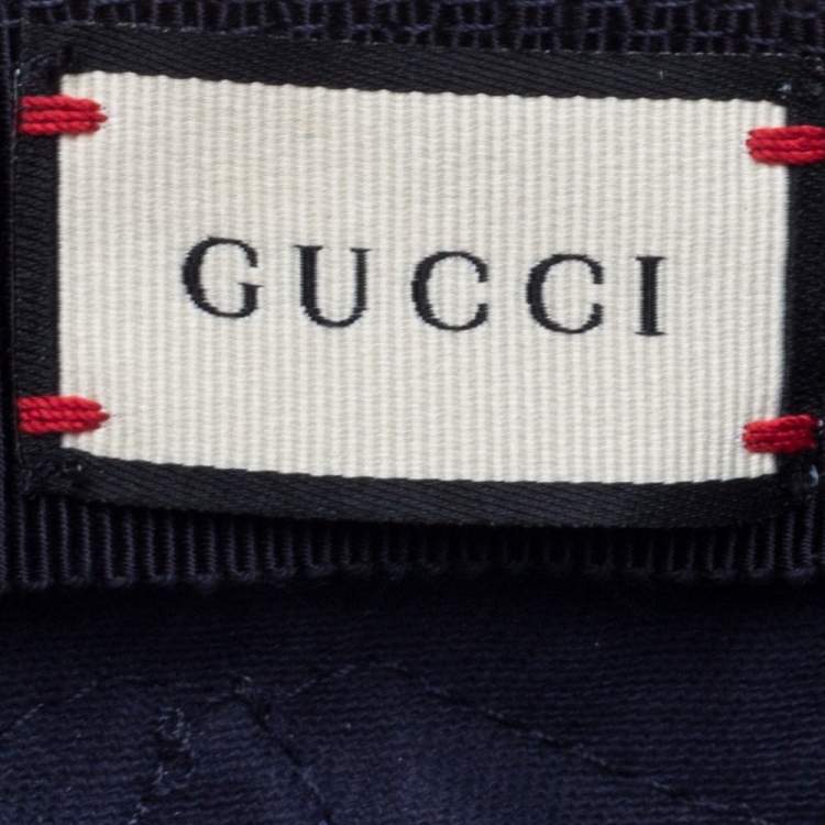 Pre Owned Gucci Navy Blue Butterfly Embroidered Baseball Cap S