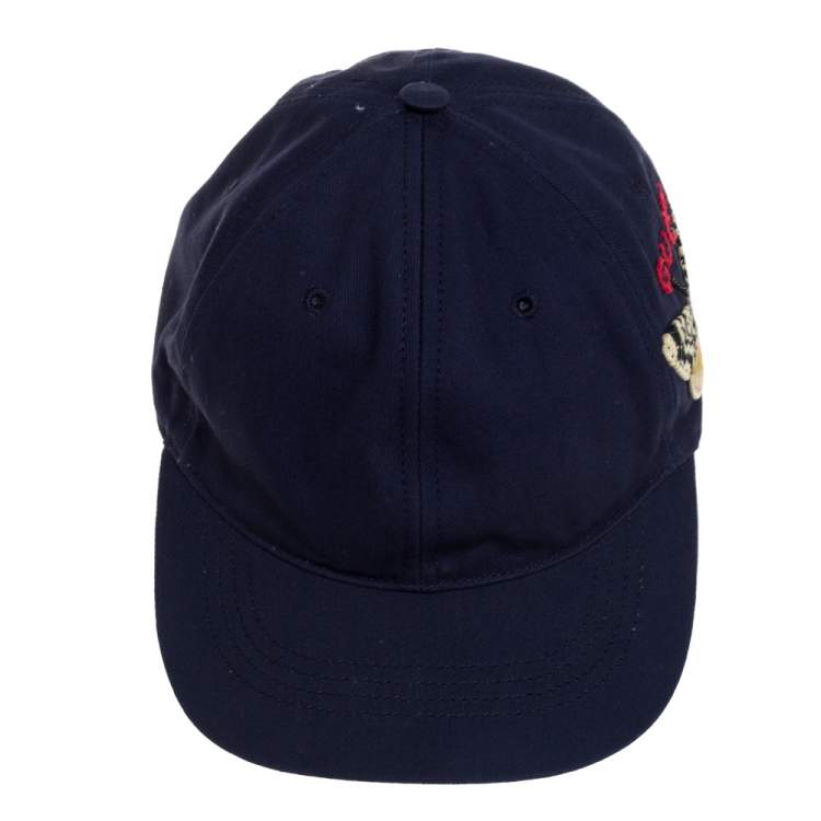Pre Owned Gucci Navy Blue Butterfly Embroidered Baseball Cap S