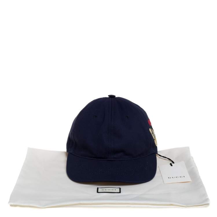 Pre Owned Gucci Navy Blue Butterfly Embroidered Baseball Cap S