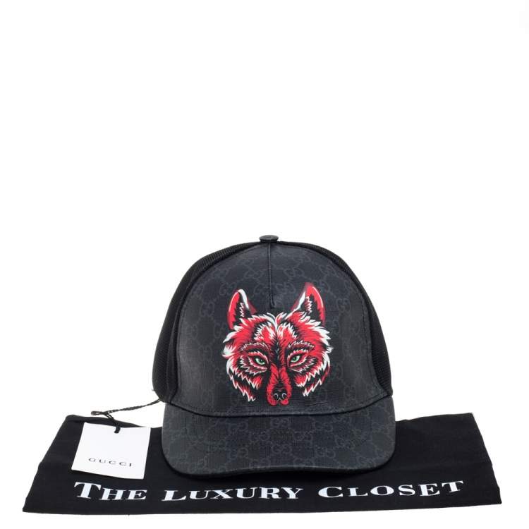 Pre Owned Gucci Grey Fox Print Canvas GG Supreme Baseball Cap M
