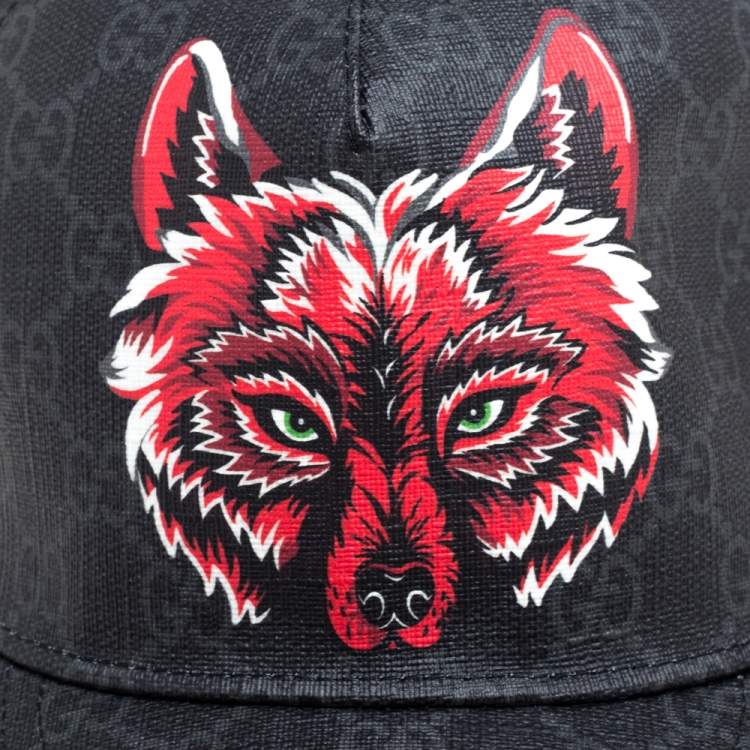 Pre Owned Gucci Grey Fox Print Canvas GG Supreme Baseball Cap M