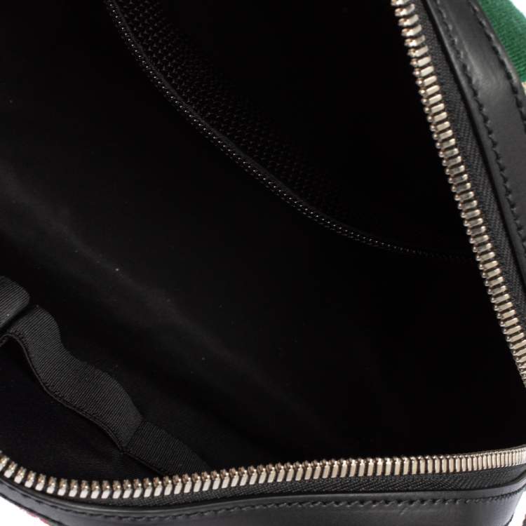Pre Owned Gucci Beige/Balck GG Supreme Canvas and Leather Web Toiletry Pouch