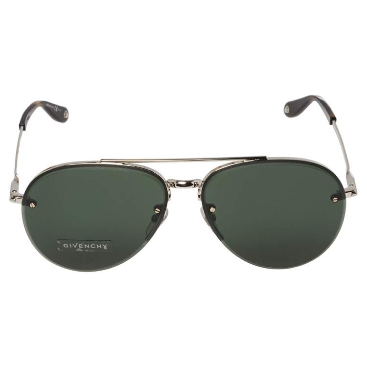 Pre Owned Givenchy Silver/Green GV7075/S Aviator Sunglasses