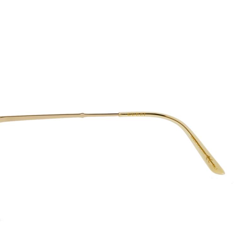 Pre Owned Gucci Gold Tone/Green GG0356S Aviator Sunglasses