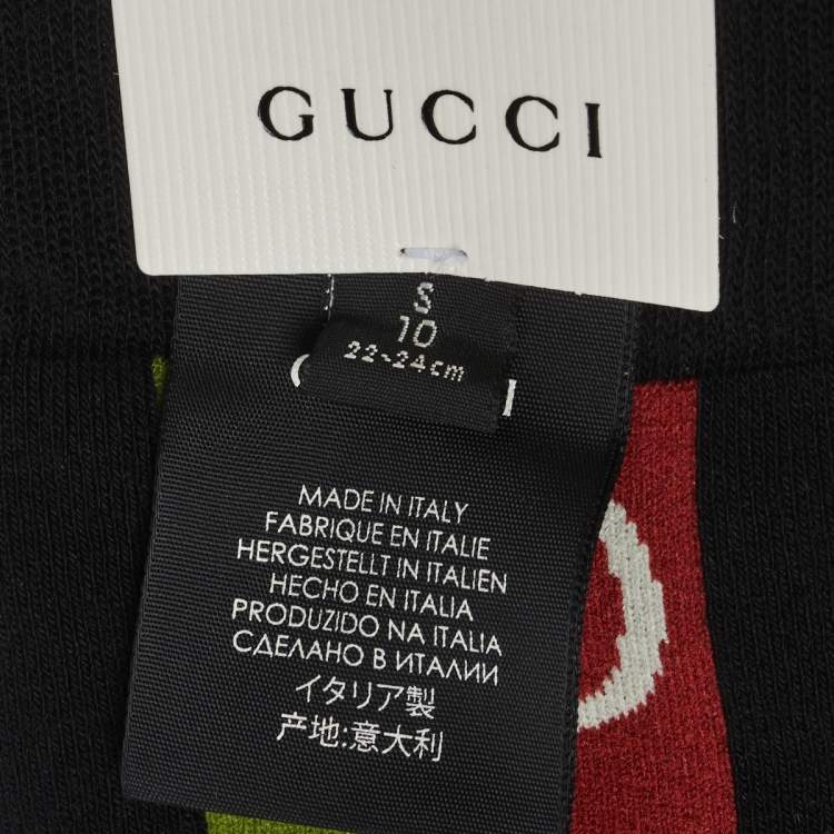 Pre Owned Gucci Black GG Knit Lostongey Cotton Blend Socks Size S