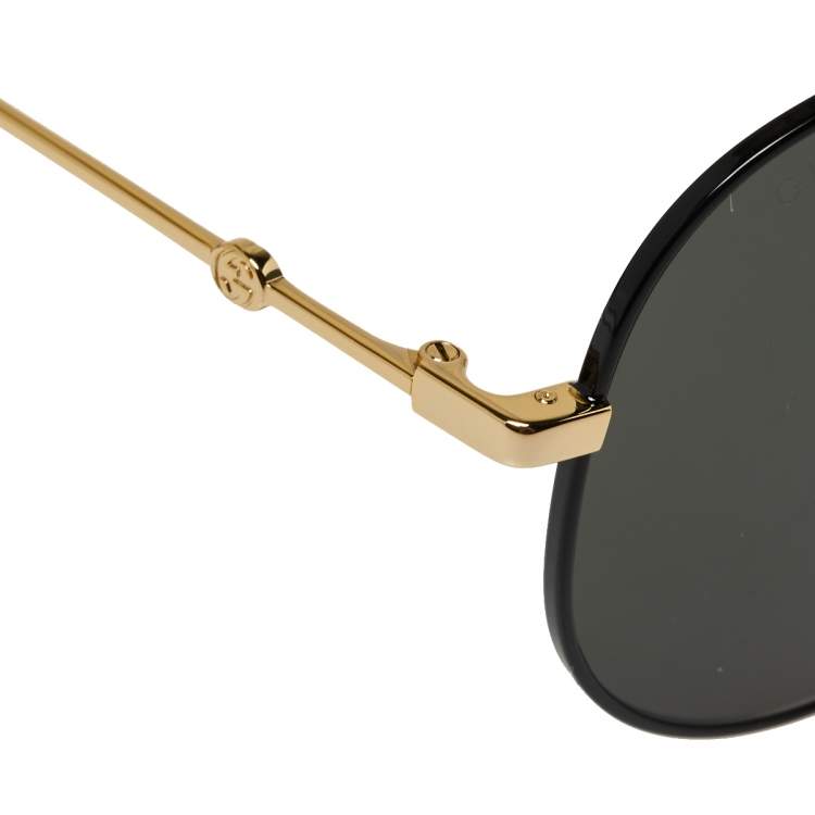 مملوكة مسبقًا Gucci Gold/Black GG0515S Bee Aviator Sunglasses