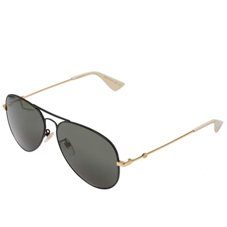 مملوكة مسبقًا Gucci Gold/Black GG0515S Bee Aviator Sunglasses