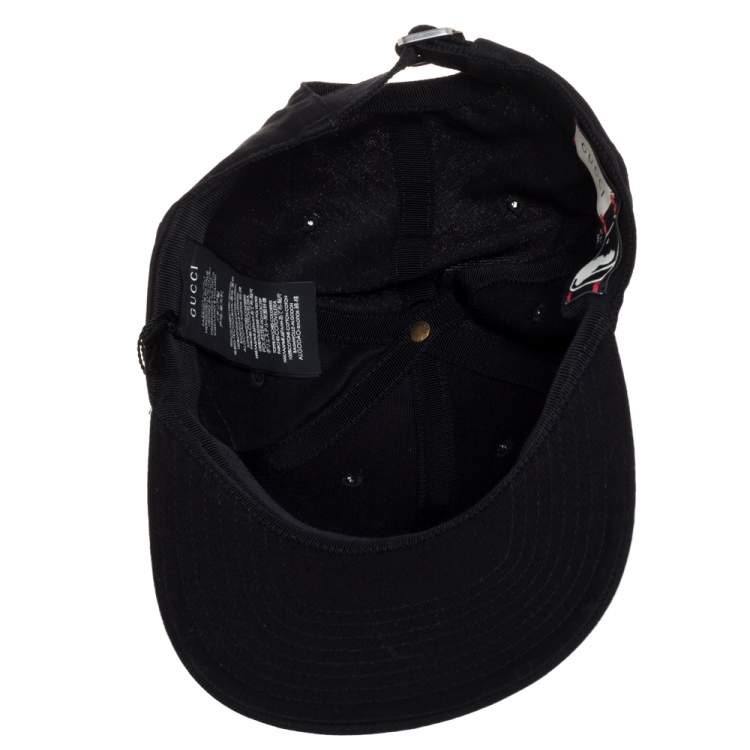 Pre Owned Gucci Black NY Yankees Patch & Butterfly Appliqued Cotton Baseball Cap