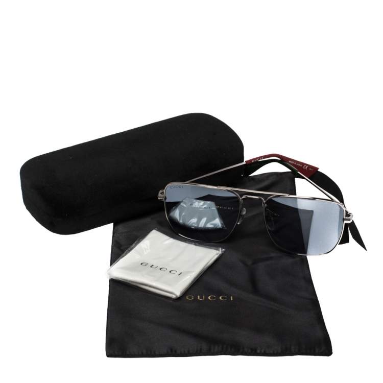 Pre Owned Gucci Gunmetal/Grey GG0108S Aviator Sunglasses