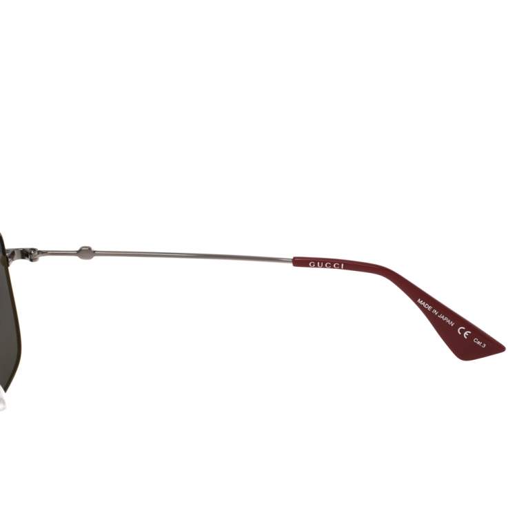 Pre Owned Gucci Gunmetal/Grey GG0108S Aviator Sunglasses