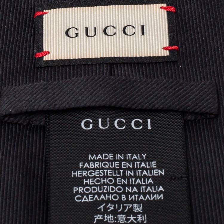 مملوكة مسبقًا Gucci Black Micro Ribbed Cotton Silk Tie