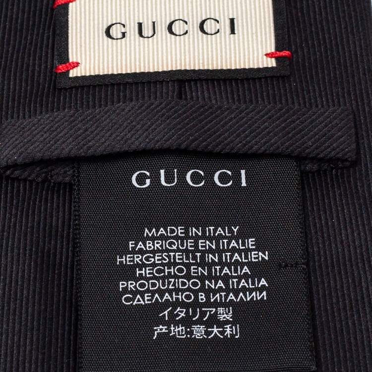 مملوكة مسبقًا Gucci Black Micro Ribbed Cotton Silk Tie