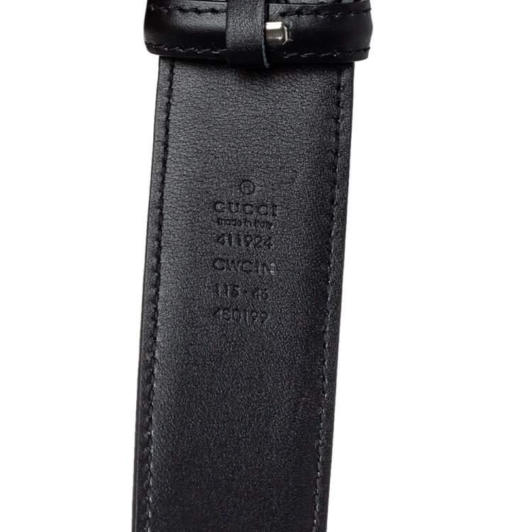 مملوكة مسبقًا Gucci Black Guccissima Leather Interlocking G Buckle Belt 115CM
