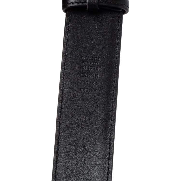 Pre Owned Gucci Black Guccissima Leather Interlocking G Buckle Belt 110CM