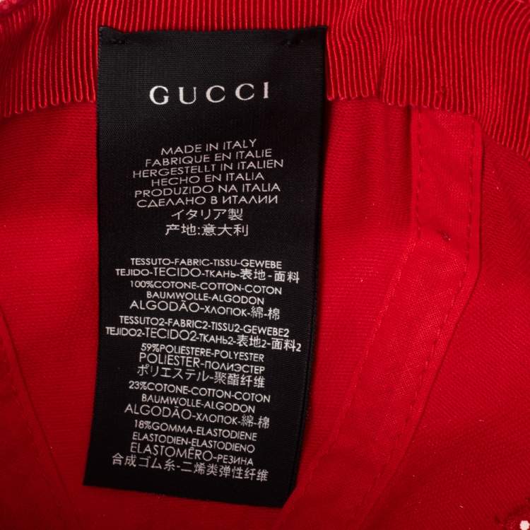 Pre Owned Gucci Red/Off White Canvas Logo Band Baseball Cap L