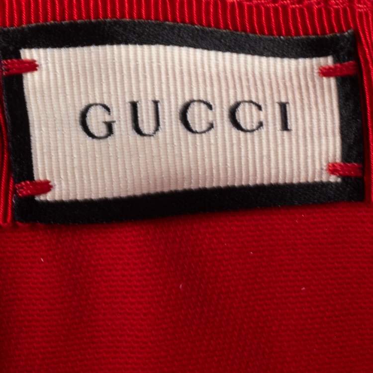 Pre Owned Gucci Red/Off White Canvas Logo Band Baseball Cap L